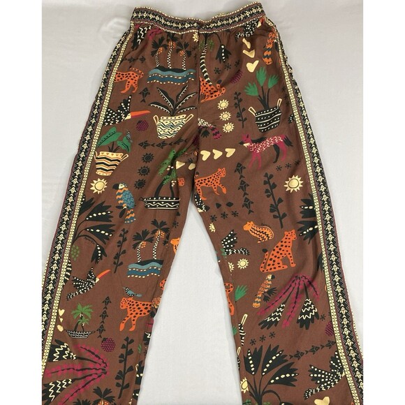 FARM Rio Brown Wide Leg Pants with Animal Print - Picture 2 of 16
